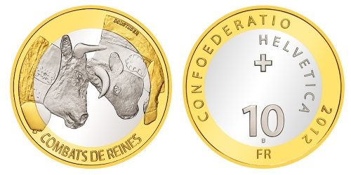 10 Franken Gedenkmünze 2012 Ringkuhkämpfe