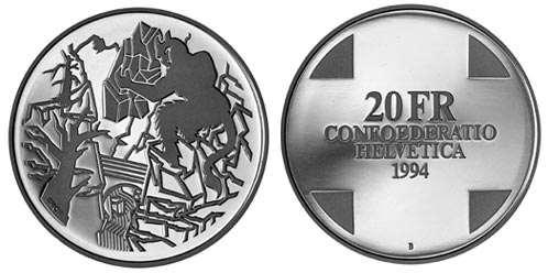 20 Franken Gedenkmünze 1994 Teufelsbrücke