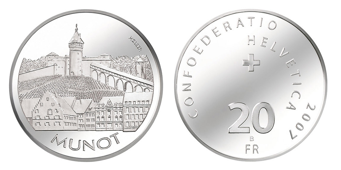 20 Franken Gedenkmünze 2007 Munot Schaffhausen